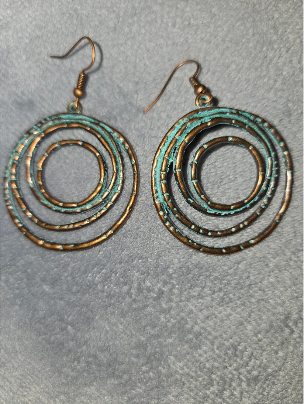 New Turquoise and Gold Spiral Hoop Earrings